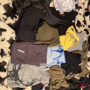 Large lot of workout clothing, sports bras, tanks, crop long sleeves, leggings